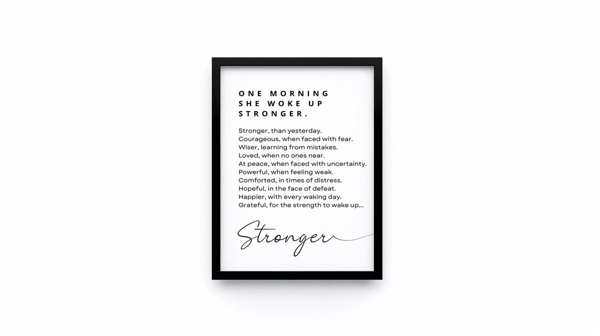 One Morning She Woke Up Stronger. Framed Motivational Art