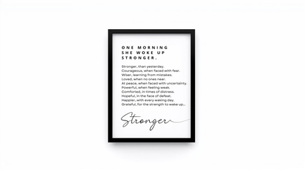 One Morning She Woke Up Stronger. Framed Motivational Art