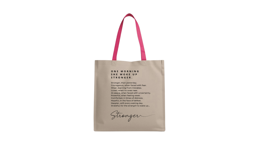 One Morning She Woke Up Stronger. Inspirational Canvas Bag