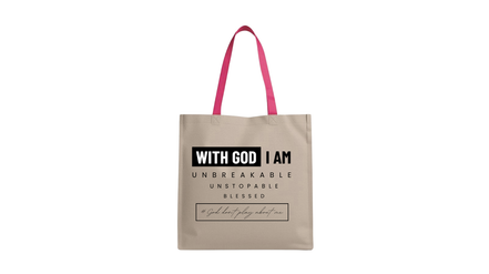 With God I Am. Inspirational Canvas Bag