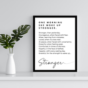 One Morning She Woke Up Stronger. Framed Motivational Art